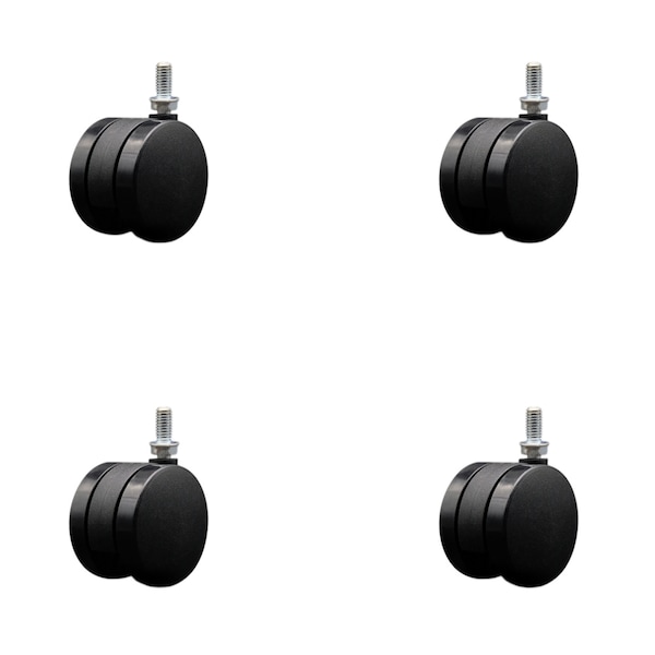 2-3/8'' Office Chair Casters Nylon Twin Wheel 3/8 Threaded Stem , 4PK